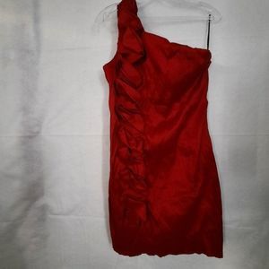 HKR Collections Candy Apple Red Ruffled Sleeveless Cocktail Dress Size Large